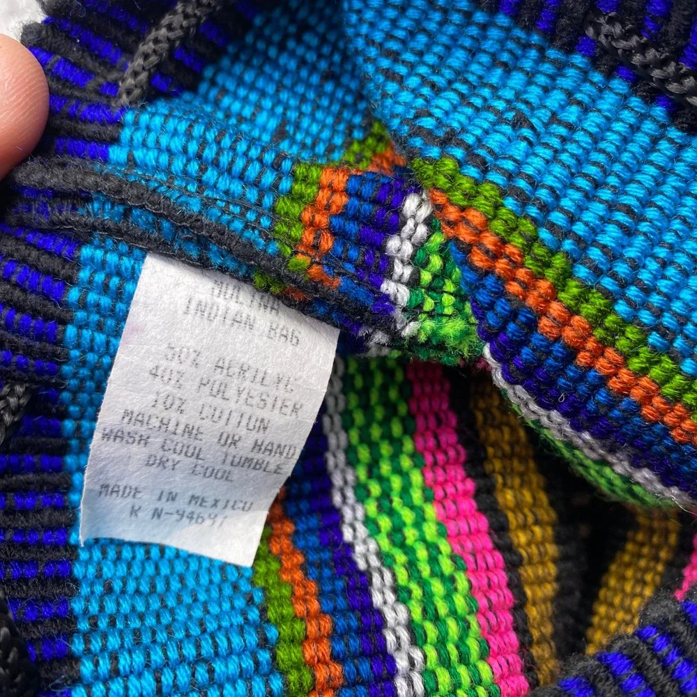 Lillo Mexican Woven Baja Backpack Multi Color Striped Rucksack Boho Gipsy‎
